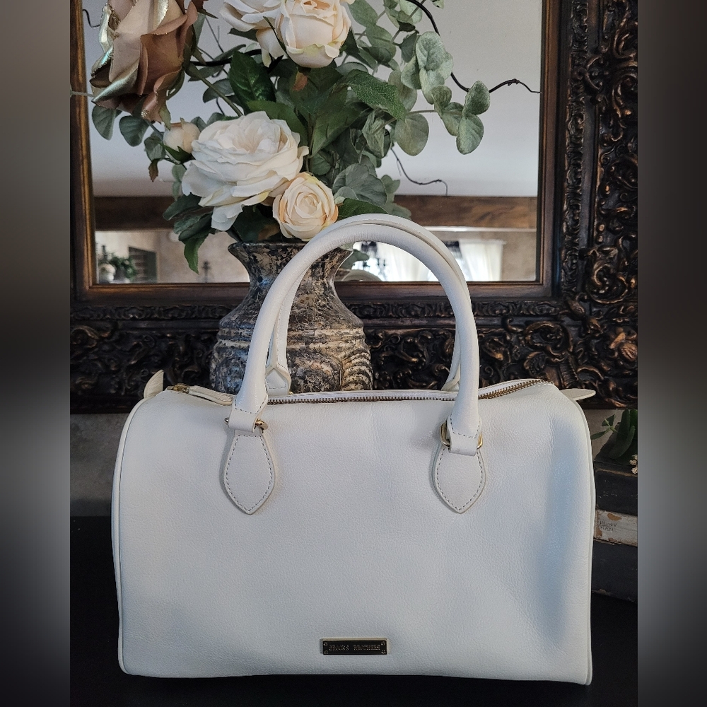 Brooks Brothers White Leather Handbag